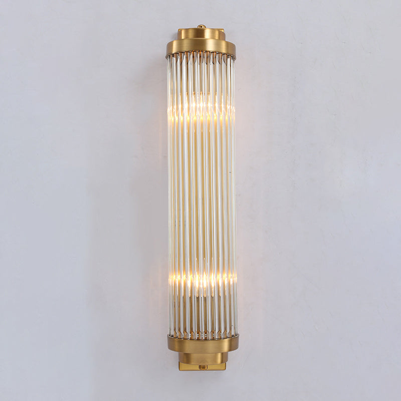 Contemporary column wall lamp crystal 2 heads living room wall lamp in gold