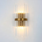 Contemporary column wall lamp crystal 2 heads living room wall lamp in gold