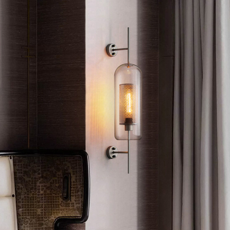 Clear Glass Geometric Wall Lamp Simplicity Single Bulb Hallway Wall Fixture