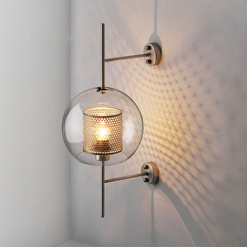 Clear Glass Geometric Wall Lamp Simplicity Single Bulb Hallway Wall Fixture