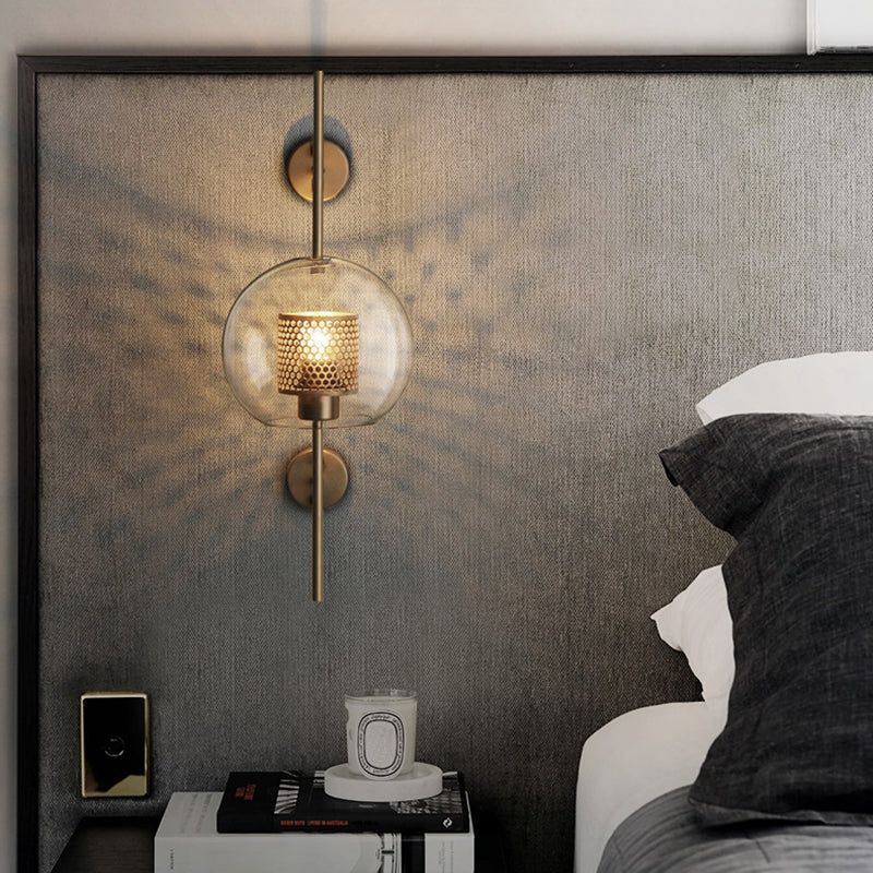 Clear Glass Geometric Wall Lamp Simplicity Single Bulb Hallway Wall Fixture
