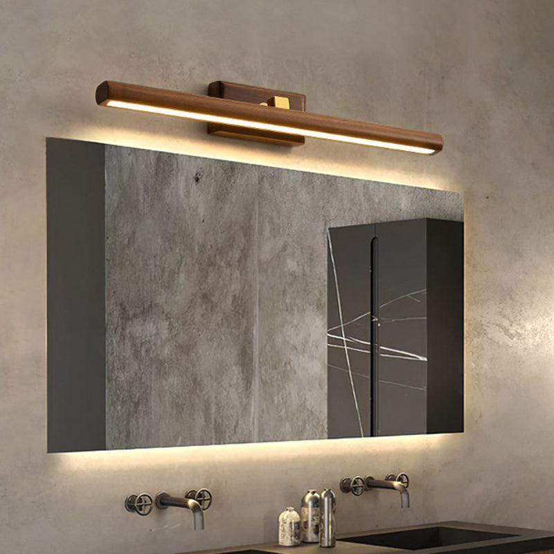 Nordic Style Linear Wall Lamp Light Acrylic Bathroom LED Vanity Lighting in Dark Wood