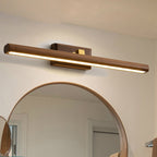 Nordic Style Linear Wall Lamp Light Acrylic Bathroom LED Vanity Lighting in Dark Wood