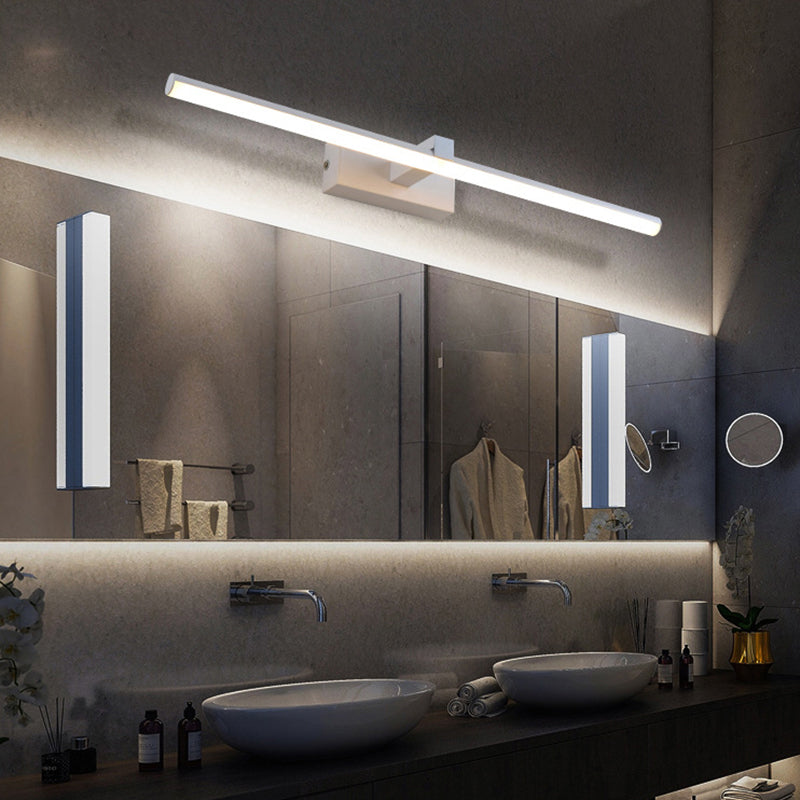 Linear shaped bathroom wall lamps light metal minimalist LED make-up lighting ideas
