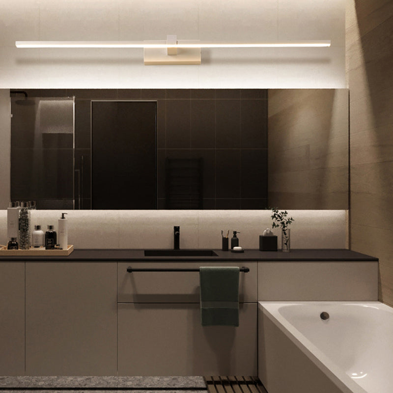 Linear shaped bathroom wall lamps light metal minimalist LED make-up lighting ideas