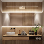 Linear shaped bathroom wall lamps light metal minimalist LED make-up lighting ideas