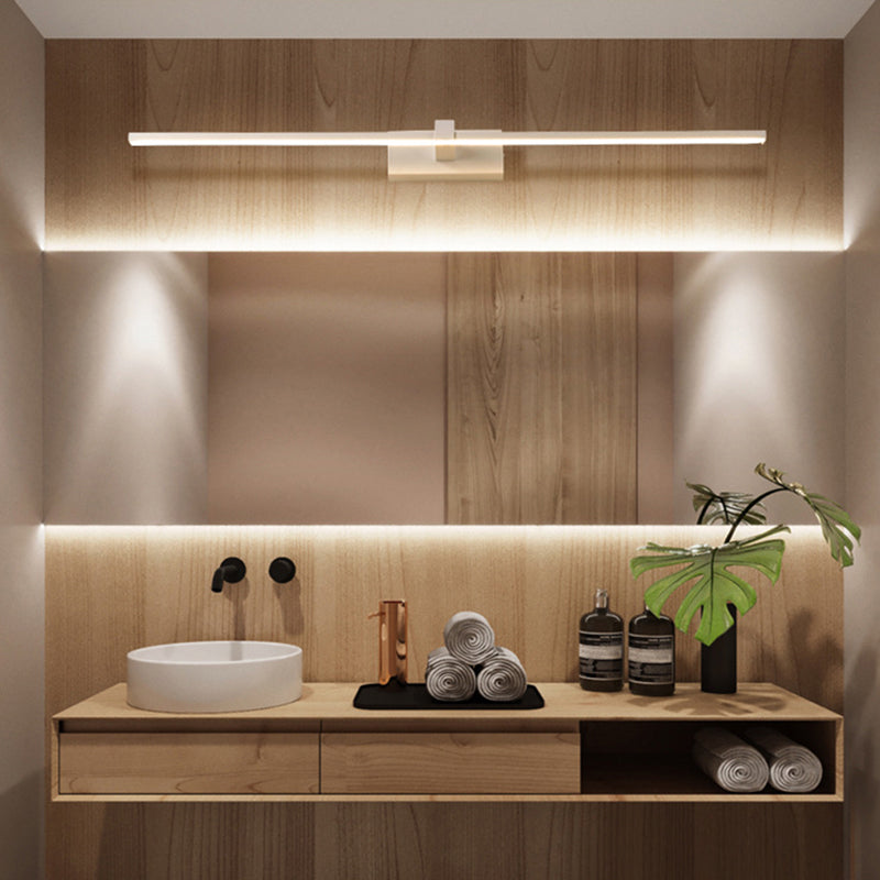 Linear shaped bathroom wall lamps light metal minimalist LED make-up lighting ideas