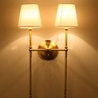 Bucket Shadow Fabric Wall Mounted Light Traditional Hall Wall Lamp in Brass