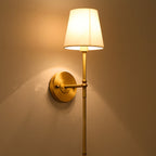 Bucket Shadow Fabric Wall Mounted Light Traditional Hall Wall Lamp in Brass