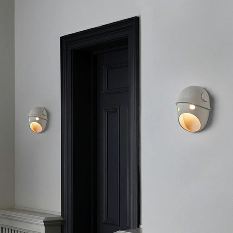 Decorative Funny Facial Expression Wall Lamp Resin Bedroom LED Wall-Mounted Light in Gray