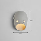Decorative Funny Facial Expression Wall Lamp Resin Bedroom LED Wall-Mounted Light in Gray
