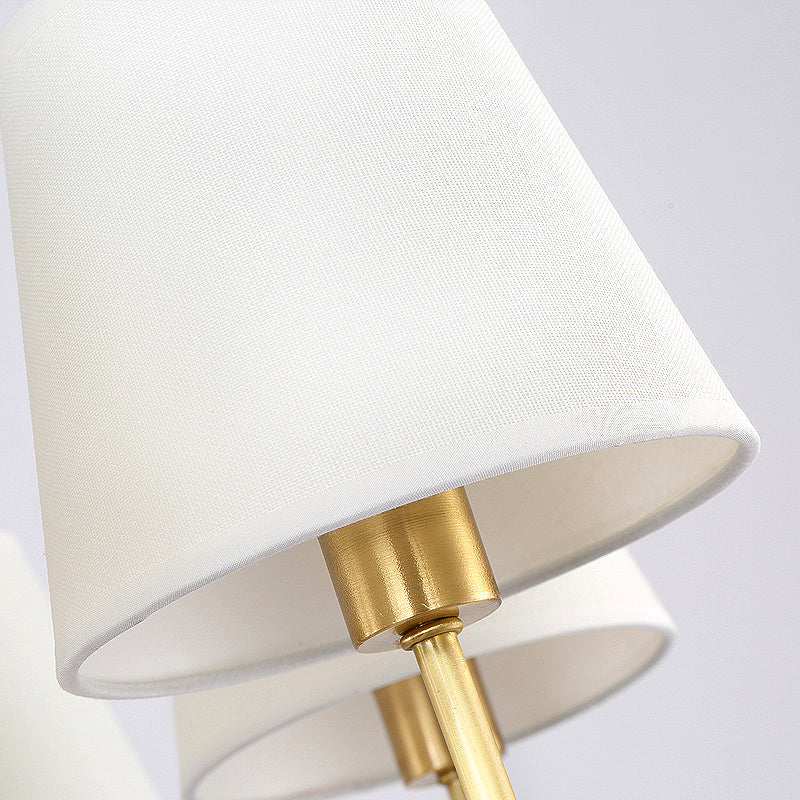 Brass cone wall lamp retro white fabric shade 1/2 incandescent bulbs dining room wall lamps lighting