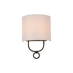 Traditional half-cylinder wall lamp 1 head white fabric shade wall lighting for bedroom
