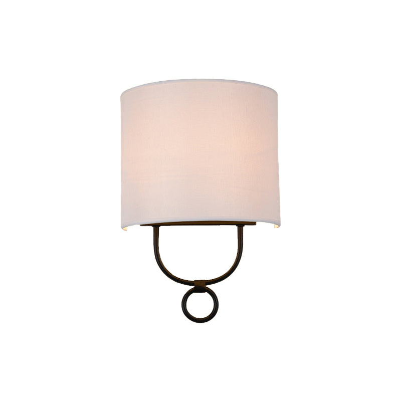 Traditional half-cylinder wall lamp 1 head white fabric shade wall lighting for bedroom