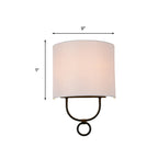 Traditional half-cylinder wall lamp 1 head white fabric shade wall lighting for bedroom