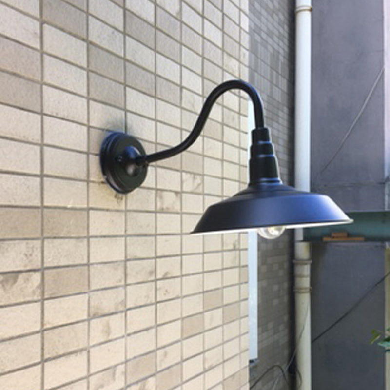 1-Pear Ganshaut Wall Lamp Industrial Metal Wall Mounted Fixture with Shade for Outdoor