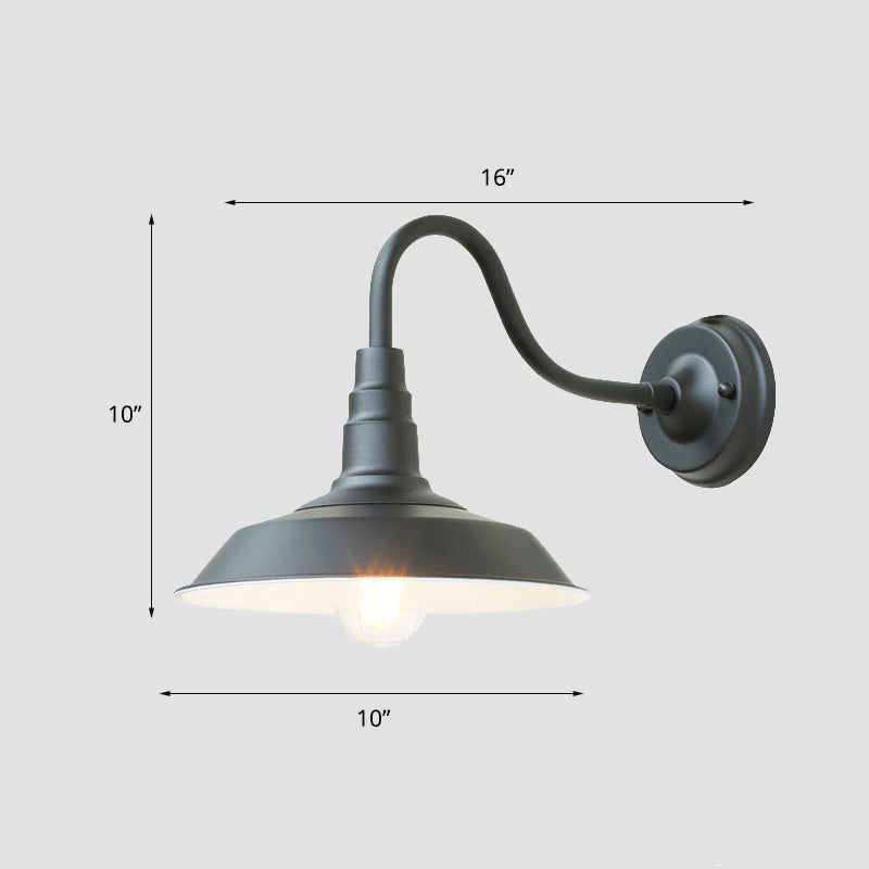 1-Pear Ganshaut Wall Lamp Industrial Metal Wall Mounted Fixture with Shade for Outdoor