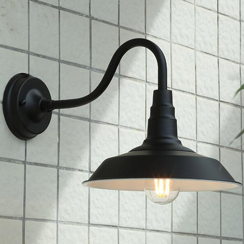 1-Pear Ganshaut Wall Lamp Industrial Metal Wall Mounted Fixture with Shade for Outdoor