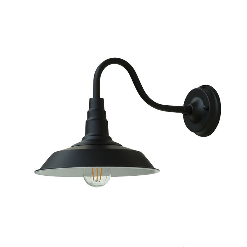 1-Pear Ganshaut Wall Lamp Industrial Metal Wall Mounted Fixture with Shade for Outdoor