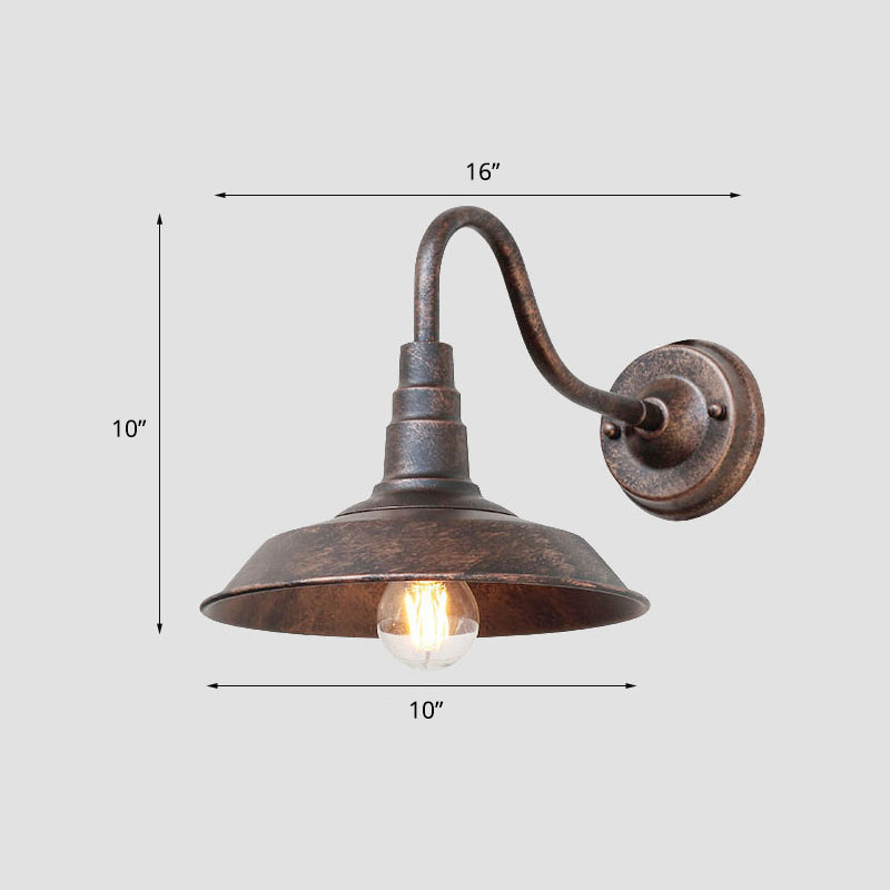 1-Pear Ganshaut Wall Lamp Industrial Metal Wall Mounted Fixture with Shade for Outdoor