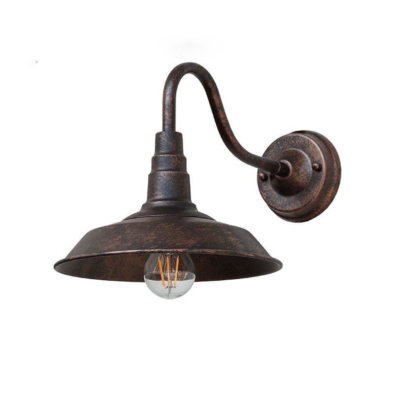 1-Pear Ganshaut Wall Lamp Industrial Metal Wall Mounted Fixture with Shade for Outdoor