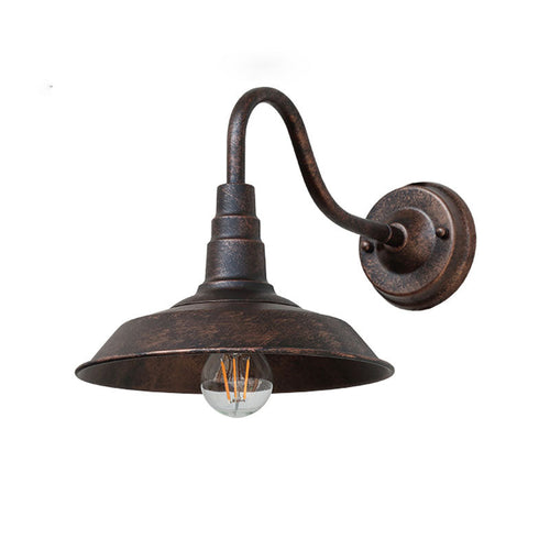 1-Pear Ganshaut Wall Lamp Industrial Metal Wall Mounted Fixture with Shade for Outdoor