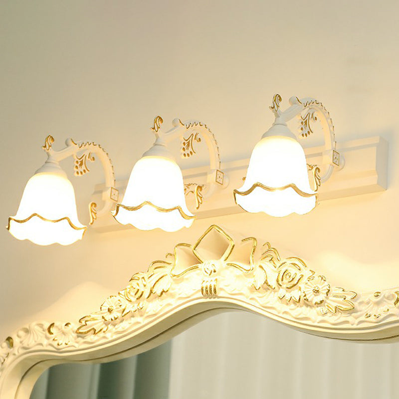 Floral bathroom sink wall lighting vintage style opal glass wall lamp lighting