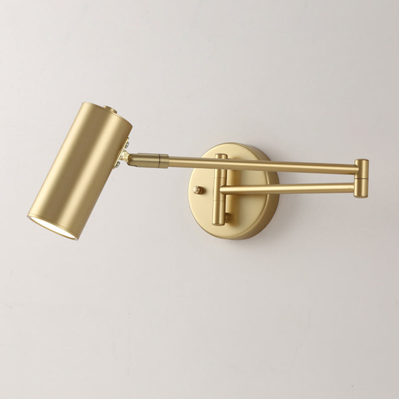 Tubular Nightstand Wall Mounted Reading Lamp Metal 1 Light Postmodern Wall Lamp with Retractable Arm