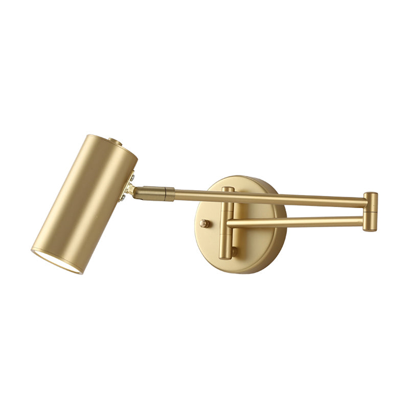 Tubular Nightstand Wall Mounted Reading Lamp Metal 1 Light Postmodern Wall Lamp with Retractable Arm