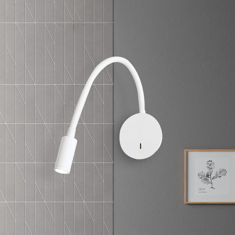 Adjustable Cylinder Reading Lamp Wall Lamp Contemporary Silicone and Metal LED Black/White Wall Lamp