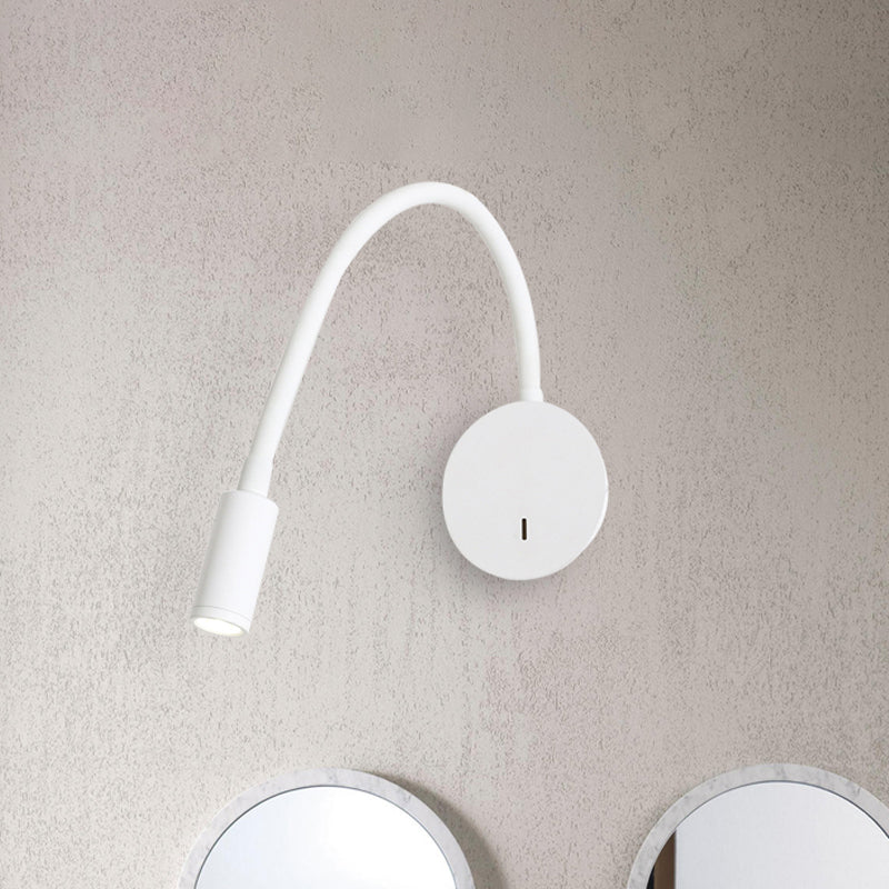 Adjustable Cylinder Reading Lamp Wall Lamp Contemporary Silicone and Metal LED Black/White Wall Lamp