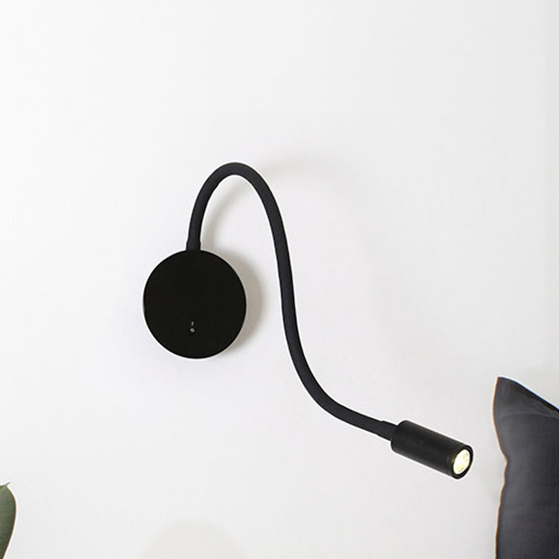 Adjustable Cylinder Reading Lamp Wall Lamp Contemporary Silicone and Metal LED Black/White Wall Lamp