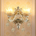 Jade Wand Link Traditional Beige Flowers Hal Link with Crystal Pendant