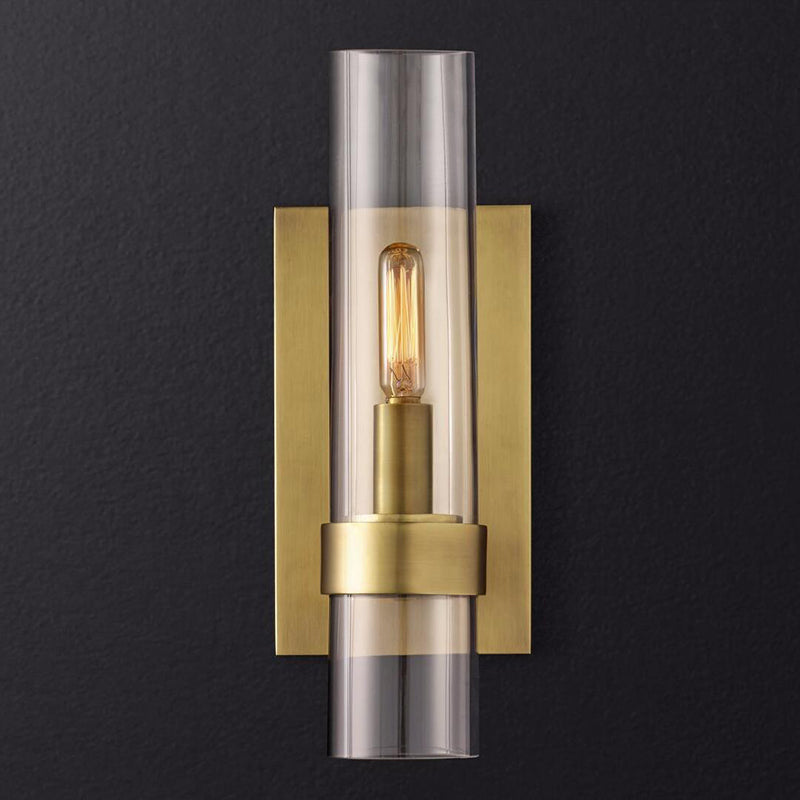 Cylinder wall lamp traditional clear glass 2.5"/5" width 1 head black/ sharp brass wall lamp holder for stairs