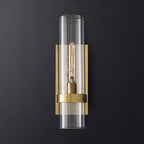 Cylinder wall lamp traditional clear glass 2.5"/5" width 1 head black/ sharp brass wall lamp holder for stairs