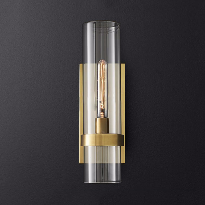 Cylinder wall lamp traditional clear glass 2.5"/5" width 1 head black/ sharp brass wall lamp holder for stairs