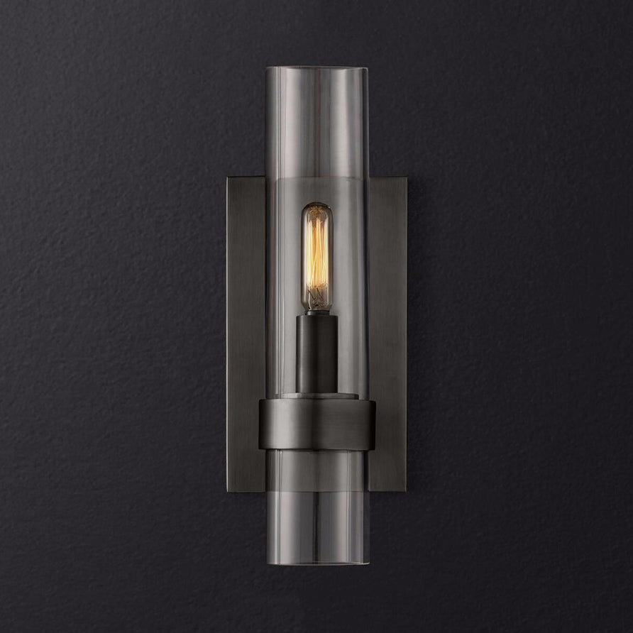 Cylinder wall lamp traditional clear glass 2.5"/5" width 1 head black/ sharp brass wall lamp holder for stairs