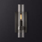 Cylinder wall lamp traditional clear glass 2.5"/5" width 1 head black/ sharp brass wall lamp holder for stairs
