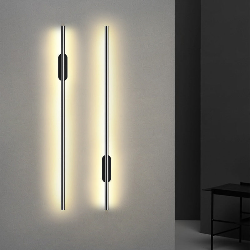Black Rod LED Wall Lamp Light Simple Style Metal Wall Lamp Light for Living Room