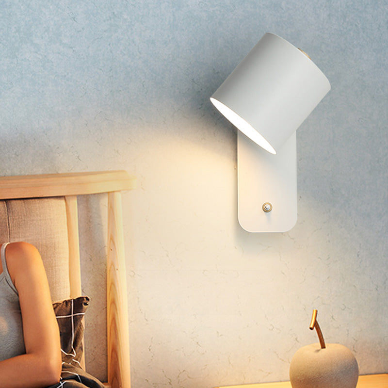 Rotatable Cylinder Reading Lamp Nordic Metal E27 Wall Lamp with On/Off Switch