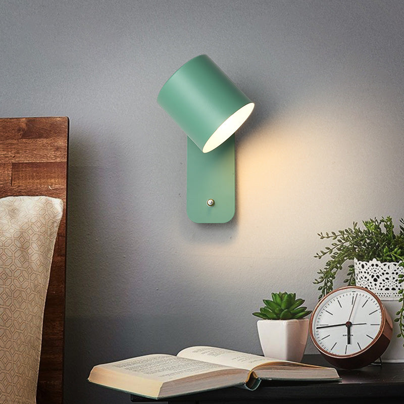 Rotatable Cylinder Reading Lamp Nordic Metal E27 Wall Lamp with On/Off Switch