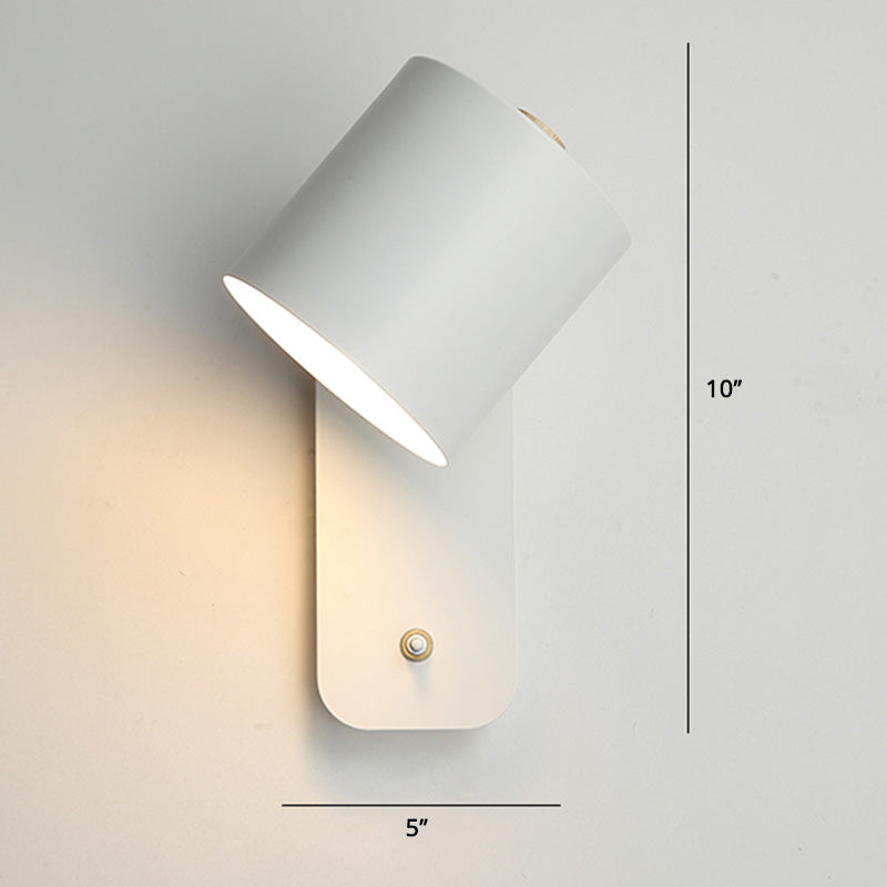 Rotatable Cylinder Reading Lamp Nordic Metal E27 Wall Lamp with On/Off Switch
