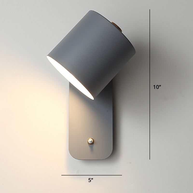 Rotatable Cylinder Reading Lamp Nordic Metal E27 Wall Lamp with On/Off Switch