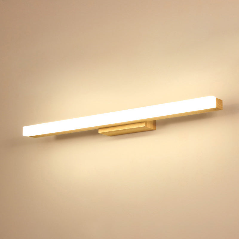 Rectangular Wall Lamp Vanity Scandinavian Minimalist Style Wood Single Vanity Lamp