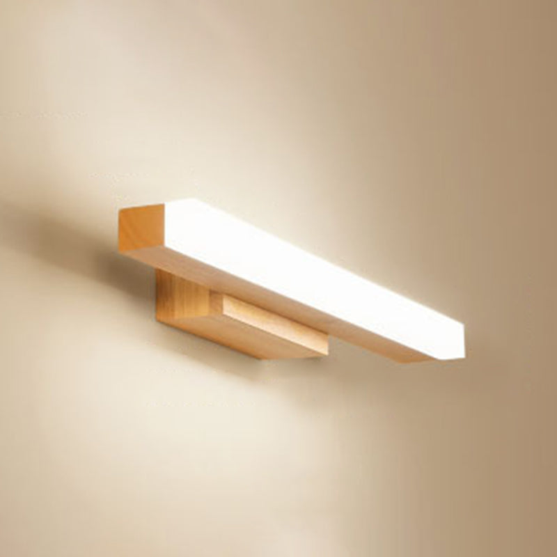 Rectangular Wall Lamp Vanity Scandinavian Minimalist Style Wood Single Vanity Lamp