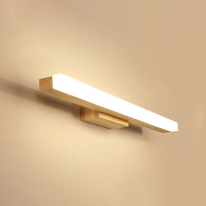 Rectangular Wall Lamp Vanity Scandinavian Minimalist Style Wood Single Vanity Lamp