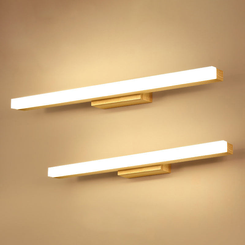 Rectangular Wall Lamp Vanity Scandinavian Minimalist Style Wood Single Vanity Lamp