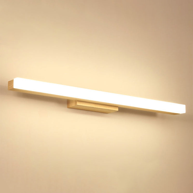 Rectangular Wall Lamp Vanity Scandinavian Minimalist Style Wood Single Vanity Lamp