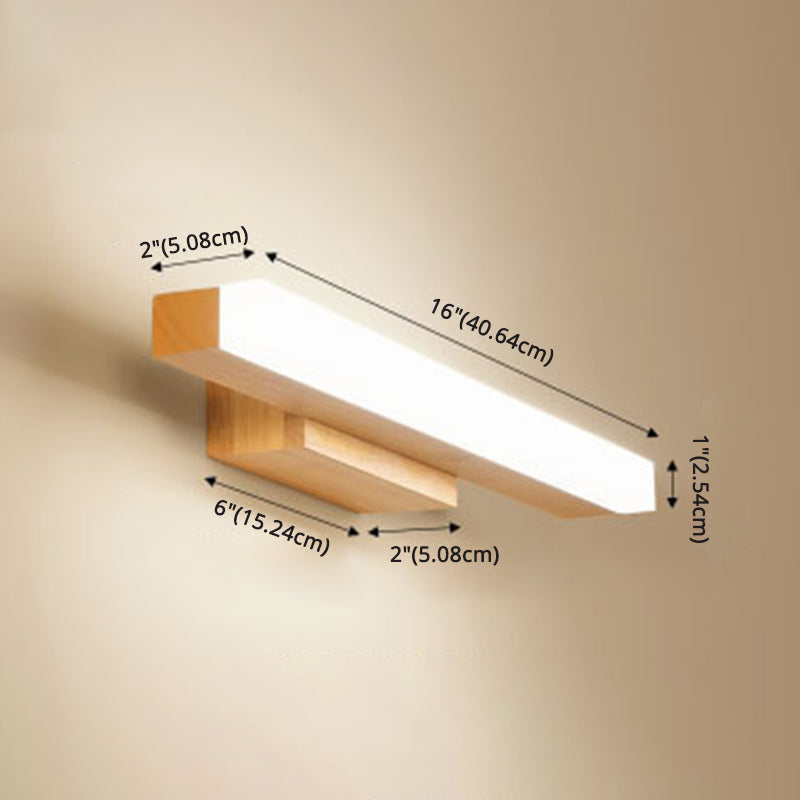 Rectangular Wall Lamp Vanity Scandinavian Minimalist Style Wood Single Vanity Lamp