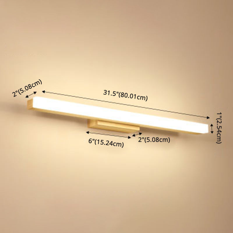 Rectangular Wall Lamp Vanity Scandinavian Minimalist Style Wood Single Vanity Lamp
